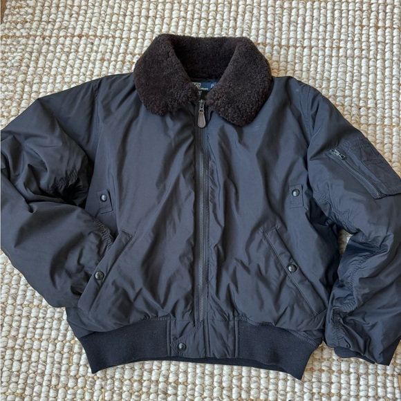 Polo Ralph Lauren Shearling Collar/Down Bomber Jacket Size M - Picture 6 of 15